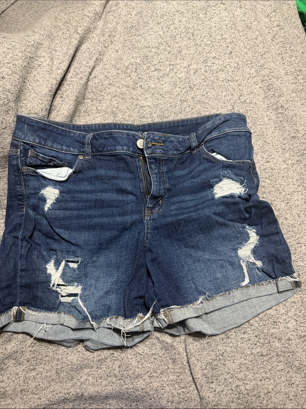 Maurices Dark Blue Distressed Denim Shorts